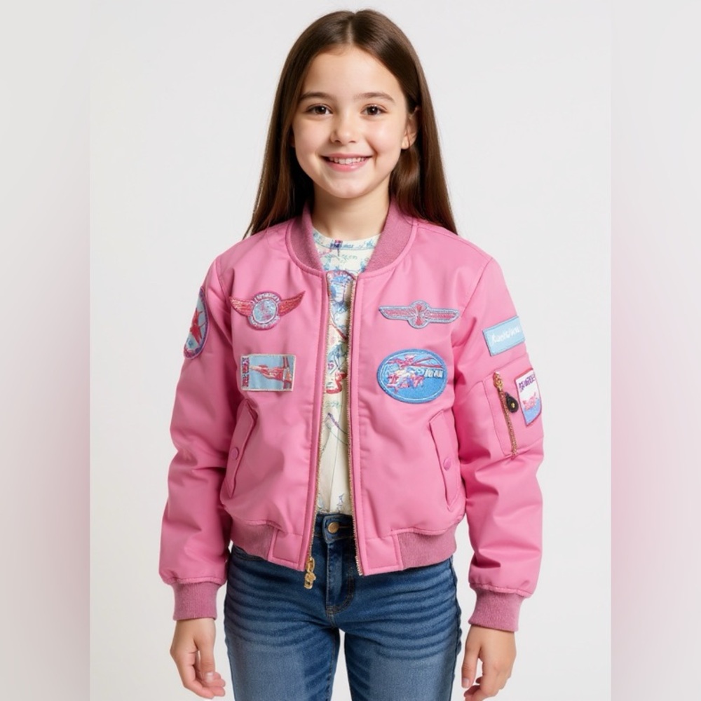 NWOT Boeing Authentic Flight Bomber Jacket - Pink with Patches